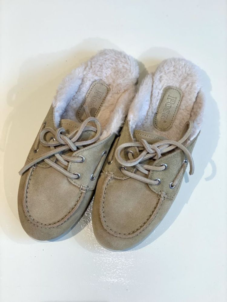 BOATLOAFER MULE FUR DESERT TAN