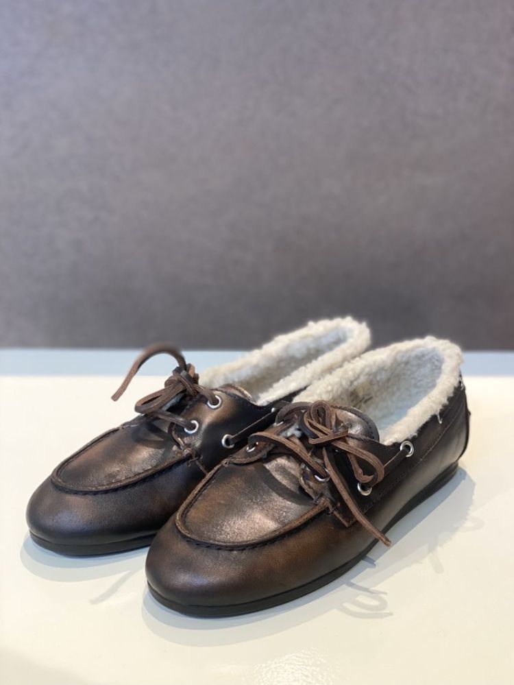 BOATLOAFER FUR LEATHER COFFEE