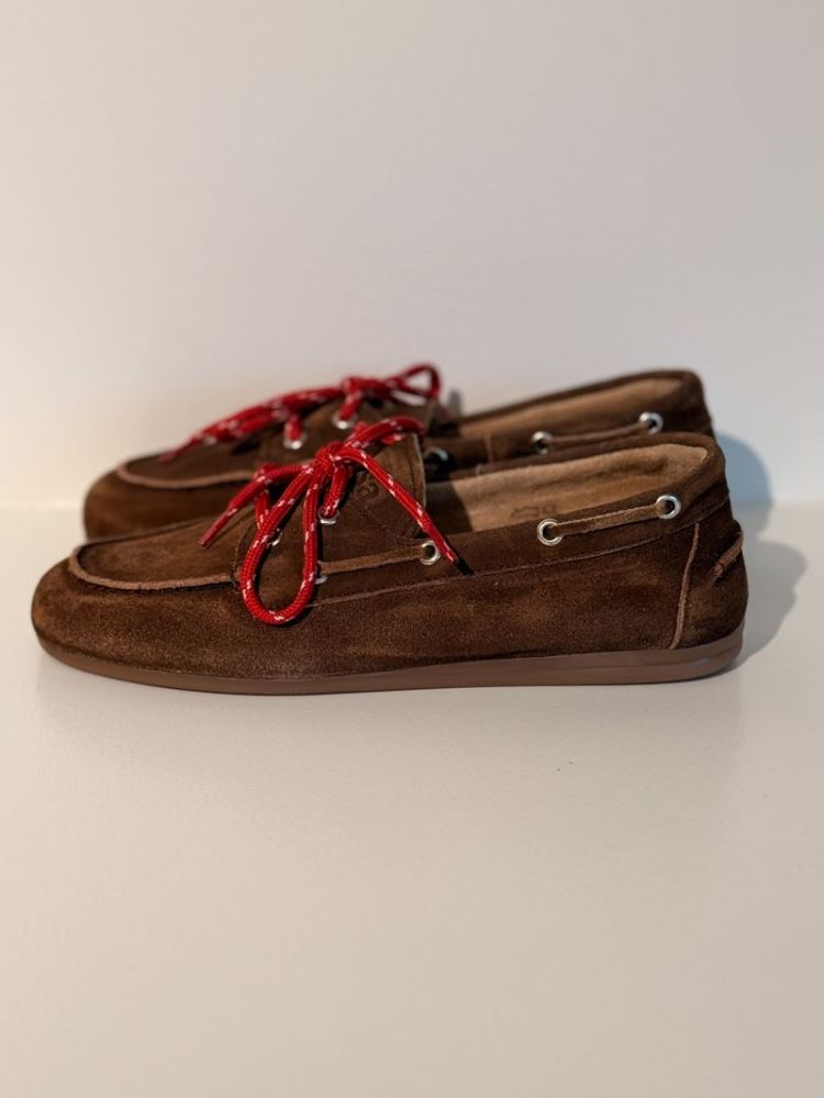 BOATLOAFER BRUSHED SUEDE DARK BROWN