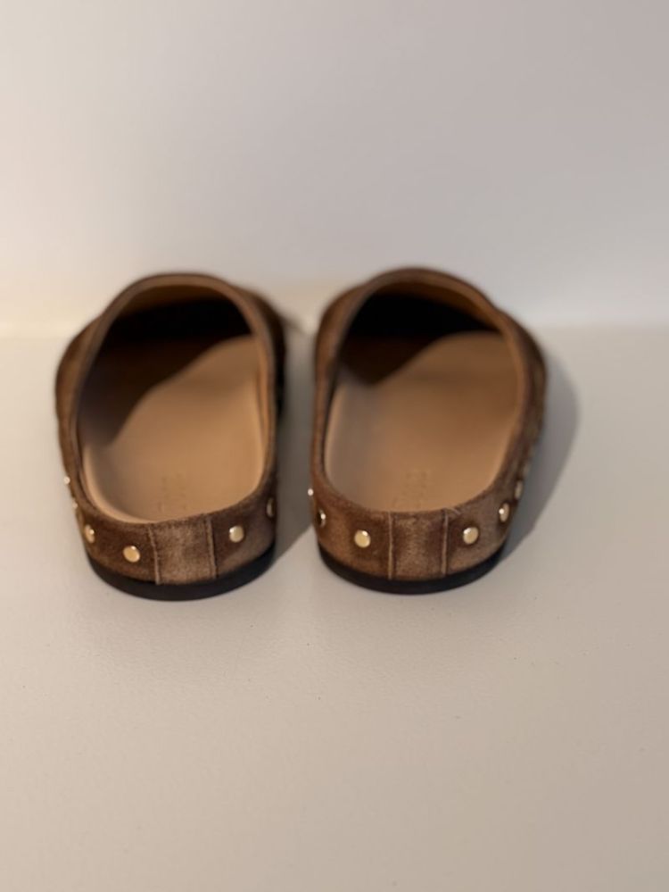 SUEDE MULE STUDDED CHOCOLAT
