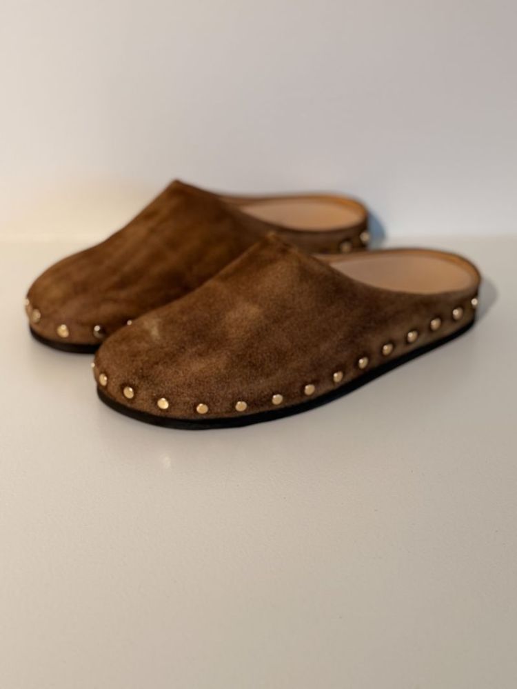 SUEDE MULE STUDDED CHOCOLAT
