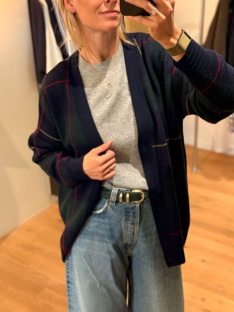 GECOS CARDIGAN RUIT RUIT GREEN NAVY