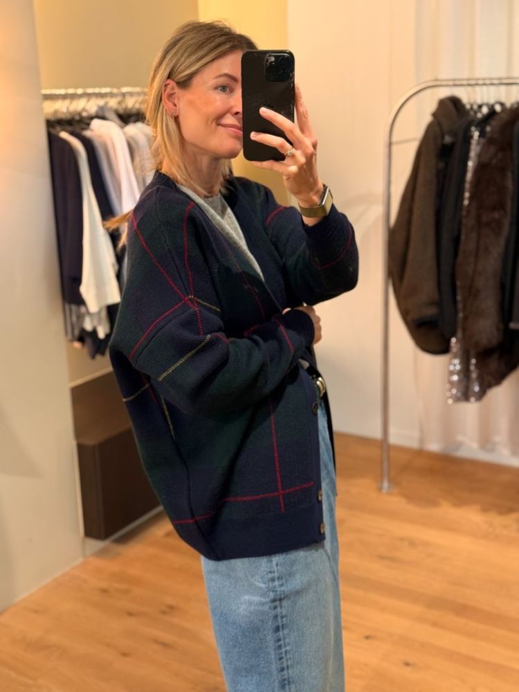 GECOS CARDIGAN RUIT RUIT GREEN NAVY