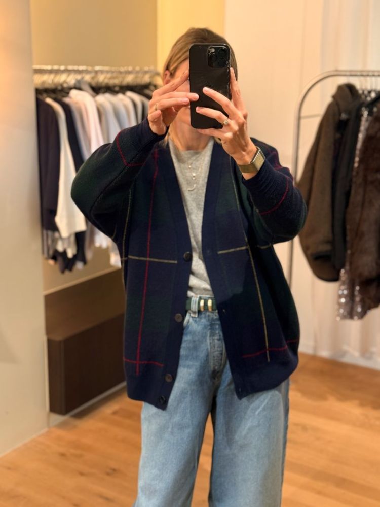 GECOS CARDIGAN RUIT RUIT GREEN NAVY