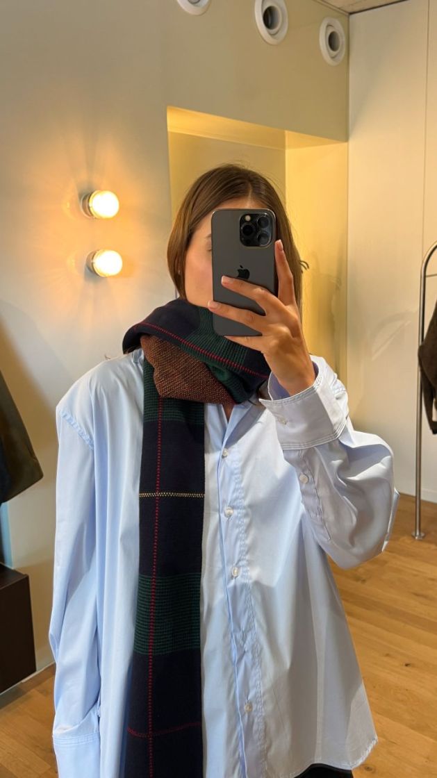CAROLA SCARF RUIT RUIT GREEN NAVY