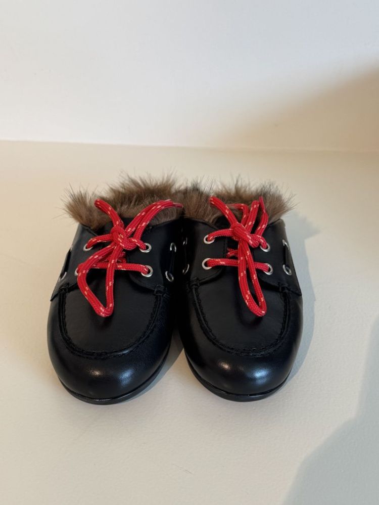 BOATLOAFER MULE HAIRY FUR BOX BLACK