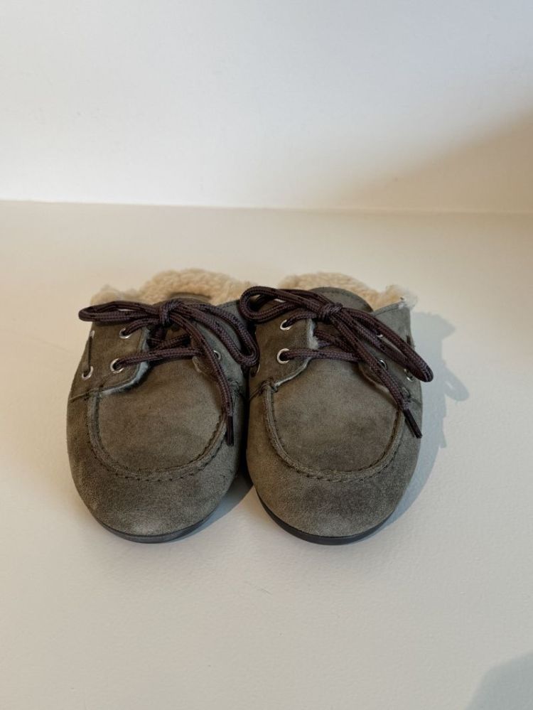 BOATLOAFER MULE FUR SUEDE KHAKI