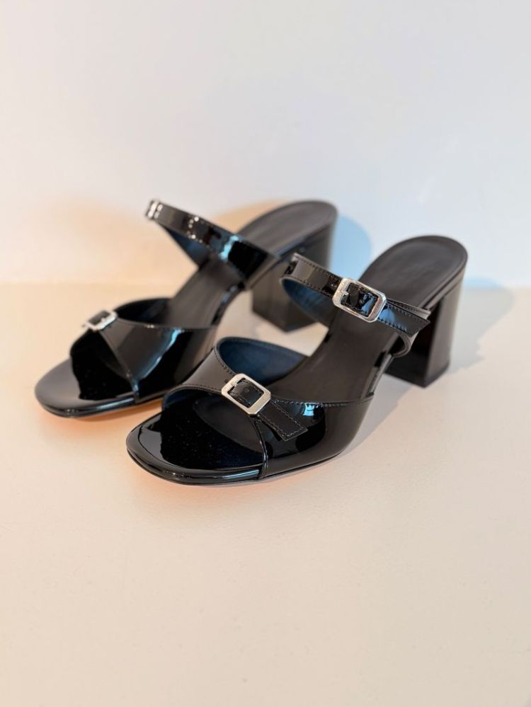 UNA SANDAL BLACK PATENT BLACK
