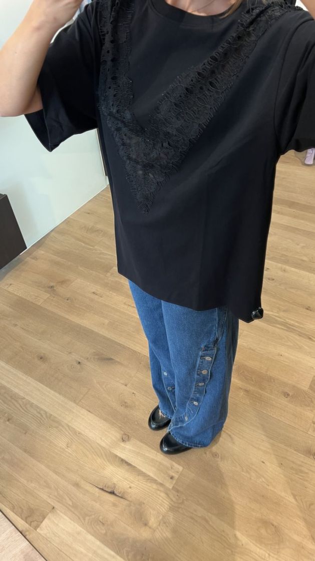 DREWA LACE HEAVY JERSEY 190303 BLACK