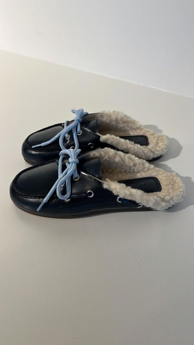 BOATLOAFER MULE FUR BOXLEATHER NIGHT