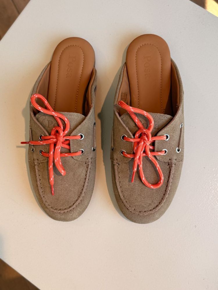 BOATLOAFER MULE BRUSHED SUEDE TAN