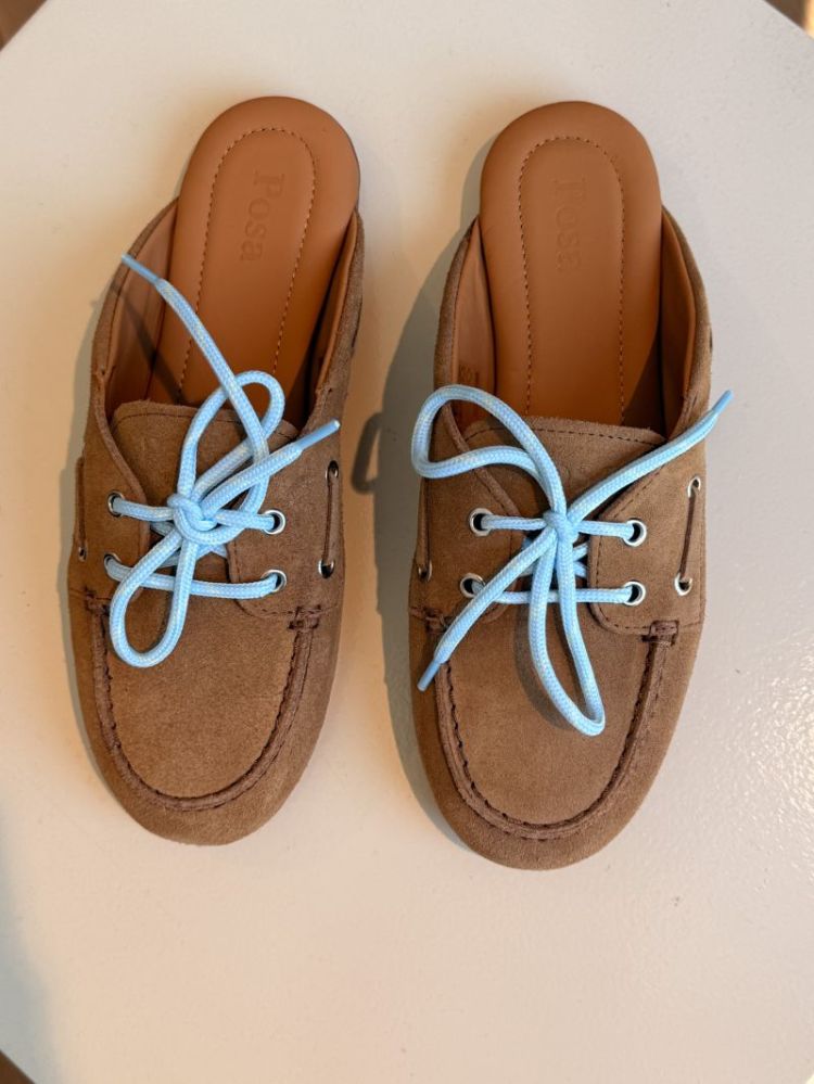 BOATLOAFER MULE BRUSHED SUEDE CAMEL