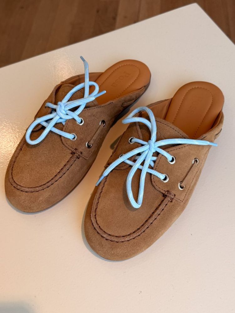 BOATLOAFER MULE BRUSHED SUEDE CAMEL