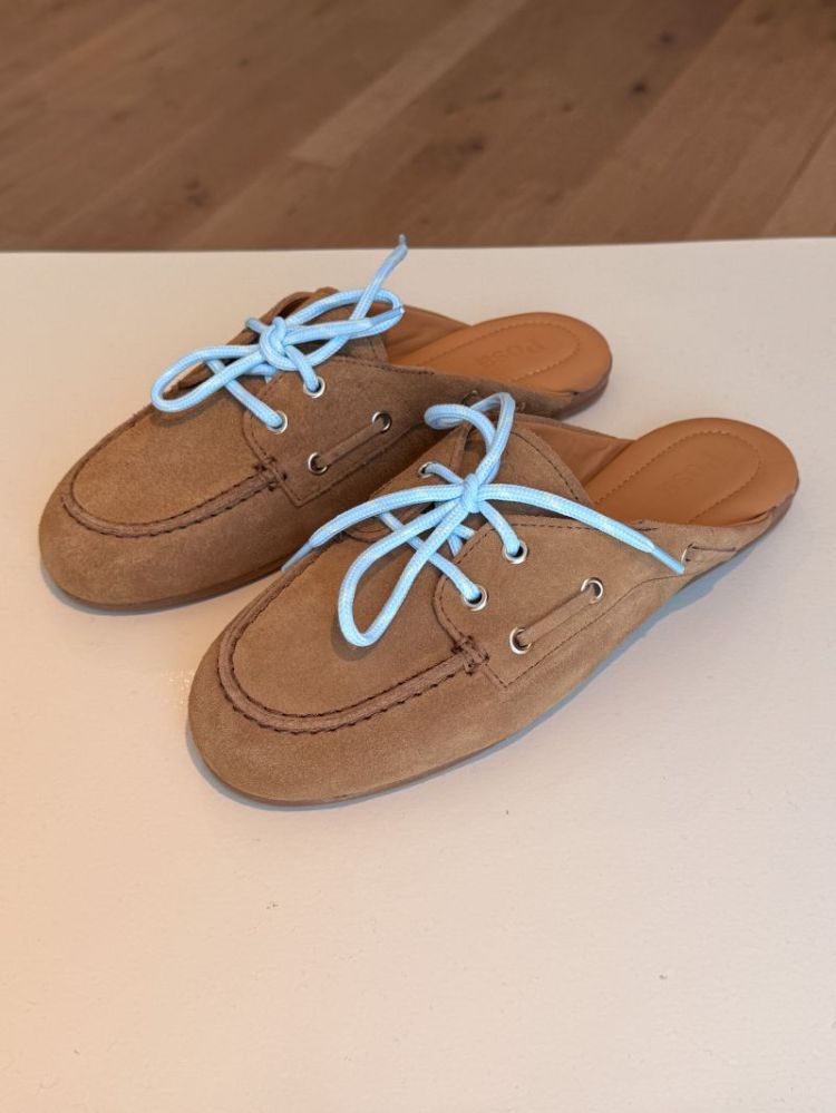 BOATLOAFER MULE BRUSHED SUEDE CAMEL