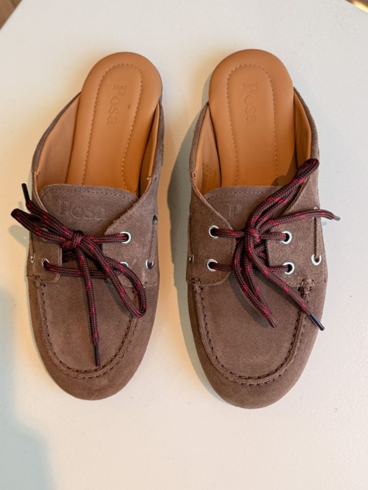 BOATLOAFER MULE BRUSHED SUEDE LIGHT CHOCOLATE