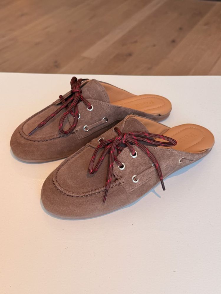 BOATLOAFER MULE BRUSHED SUEDE LIGHT CHOCOLATE