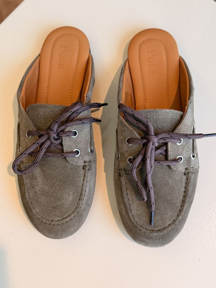 BOATLOAFER MULE BRUSHED SUEDE KAKI